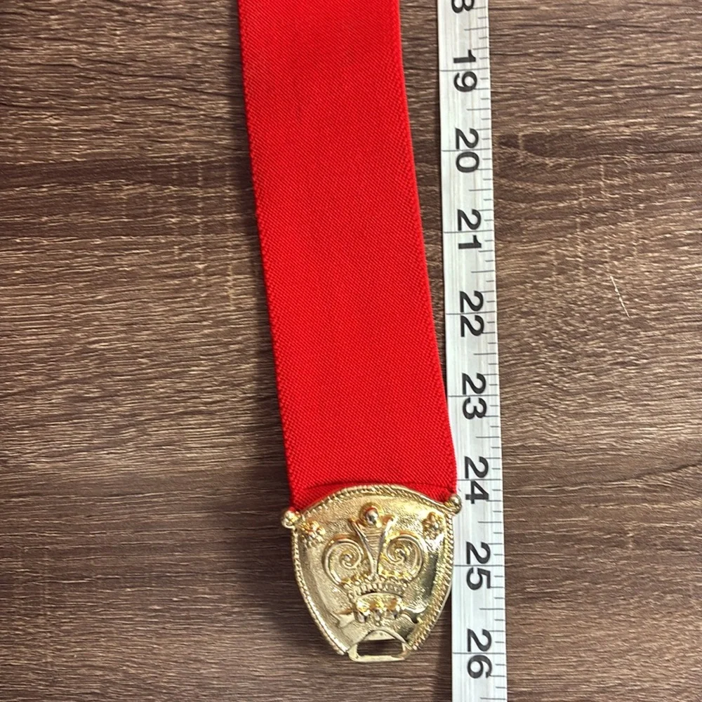 Vintage 80’s Elegant XS Red Belt with Gold Buckle